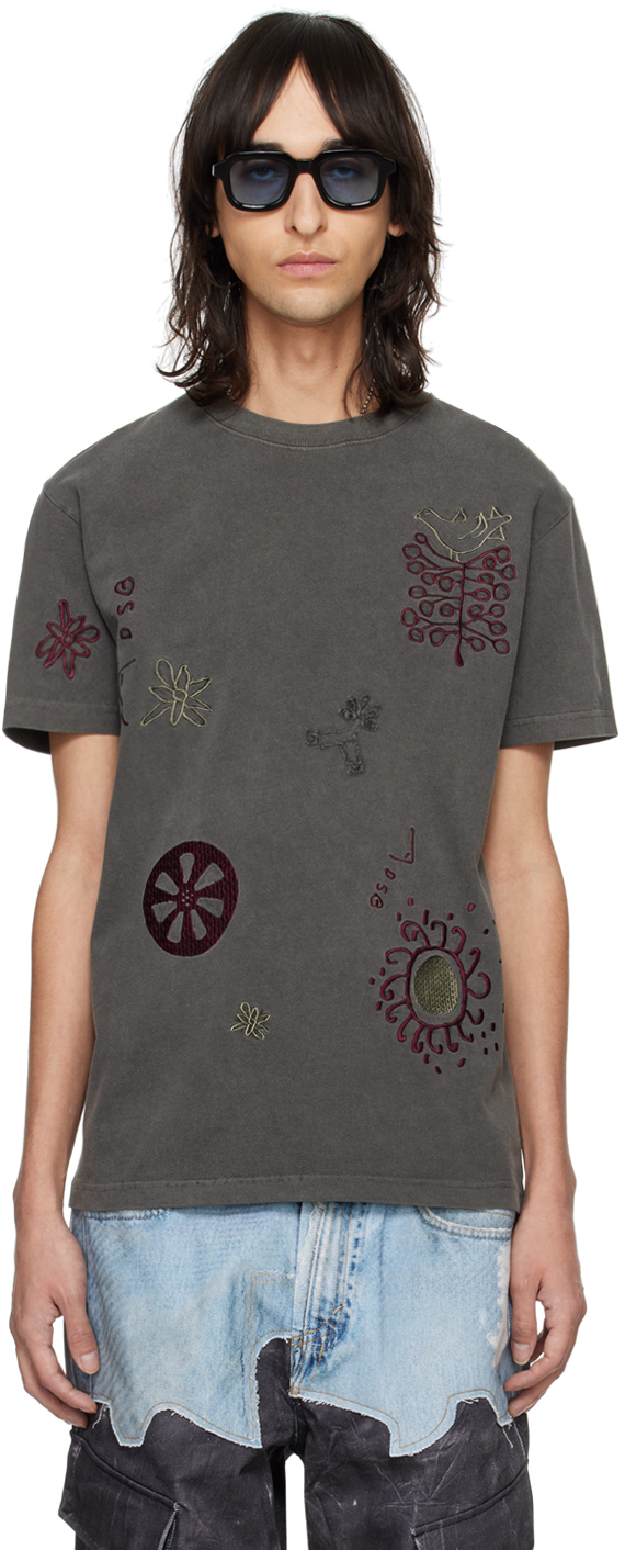 Andersson Bell Gray March Embroidery T-shirt In Grey
