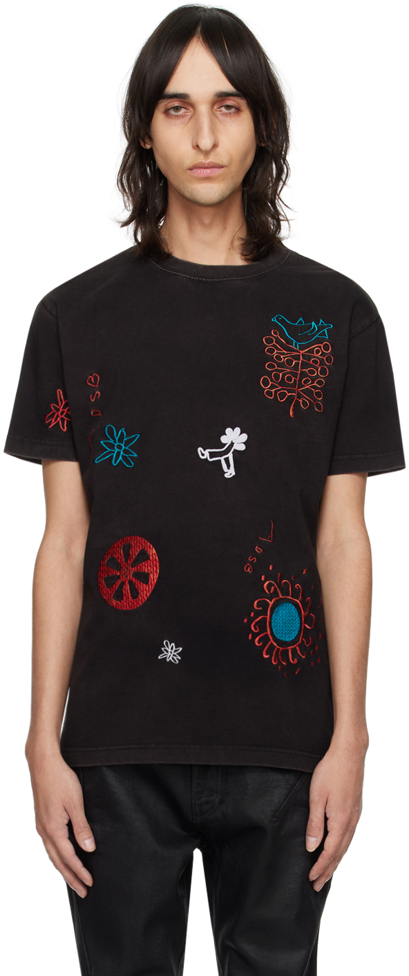 Shop Andersson Bell Black March Embroidery T-shirt