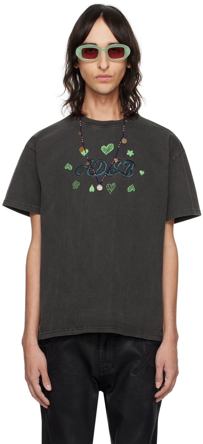 Andersson Bell Logo-embroidered T-shirt In Charcoal