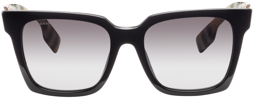 Burberry Black Square Acetate Sunglasses In 39298g