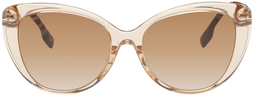 Burberry Brown Round Cat-eye Acetate Sunglasses In Gold