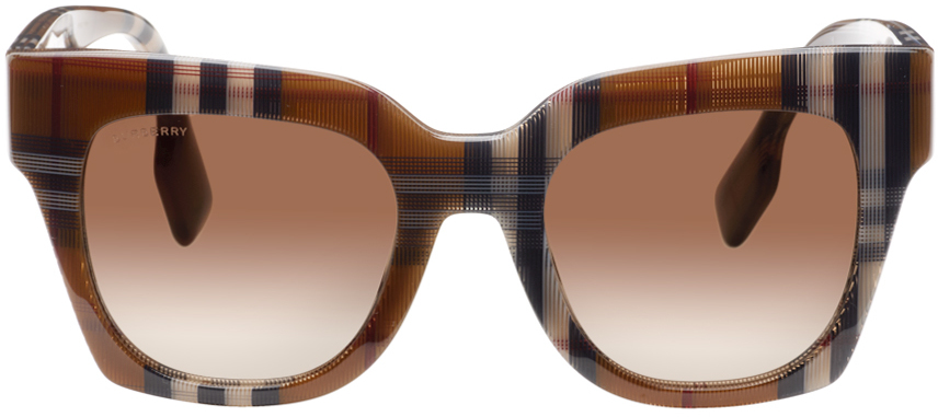 Burberry Brown Oversize Acetate Sunglasses In 396713 Check