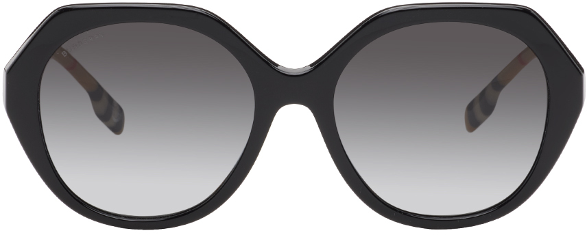 Burberry Black Round Sunglasses In 38538g