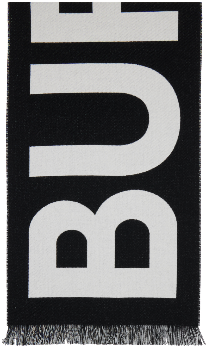 Black Logo Wool Scarf by Burberry on Sale