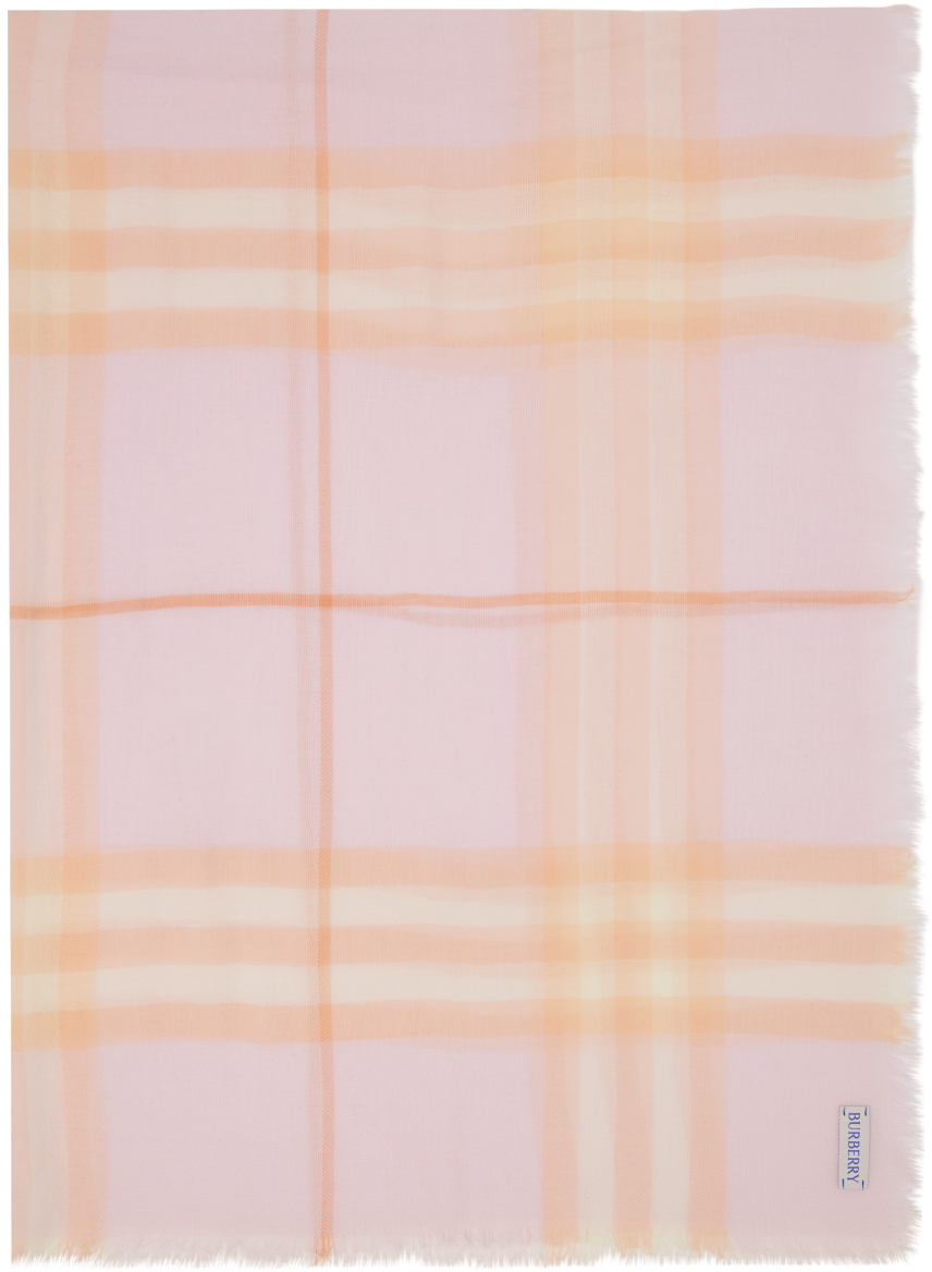 Pink Check Wool Scarf