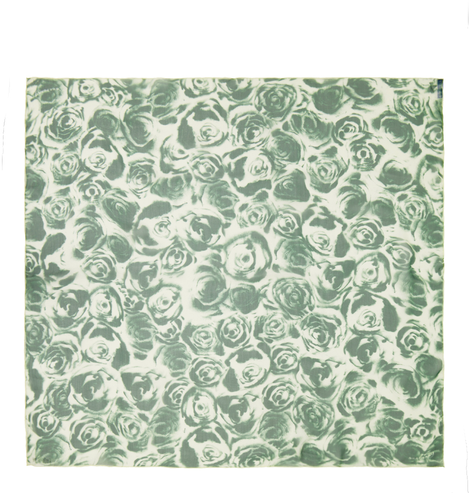 Shop Burberry Green Rose Silk Scarf In Ivy