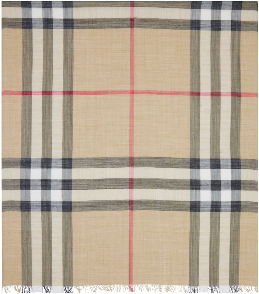 Burberry Beige Check Scarf In Archive Beige