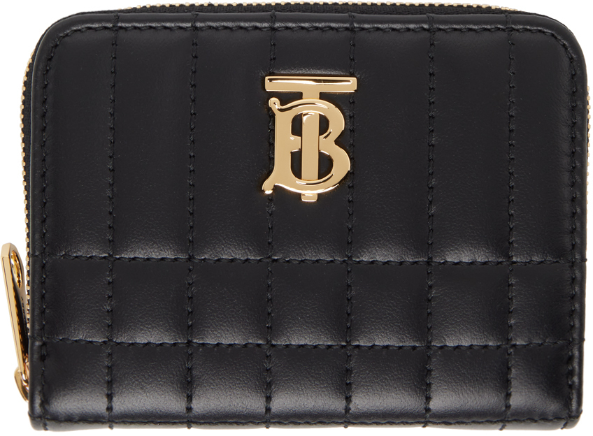 Black Quilted Leather Lola Zip Wallet