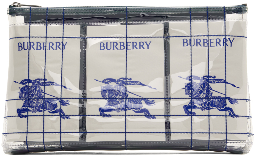 Burberry Transparent Ekd Label Pouch In Multicolour