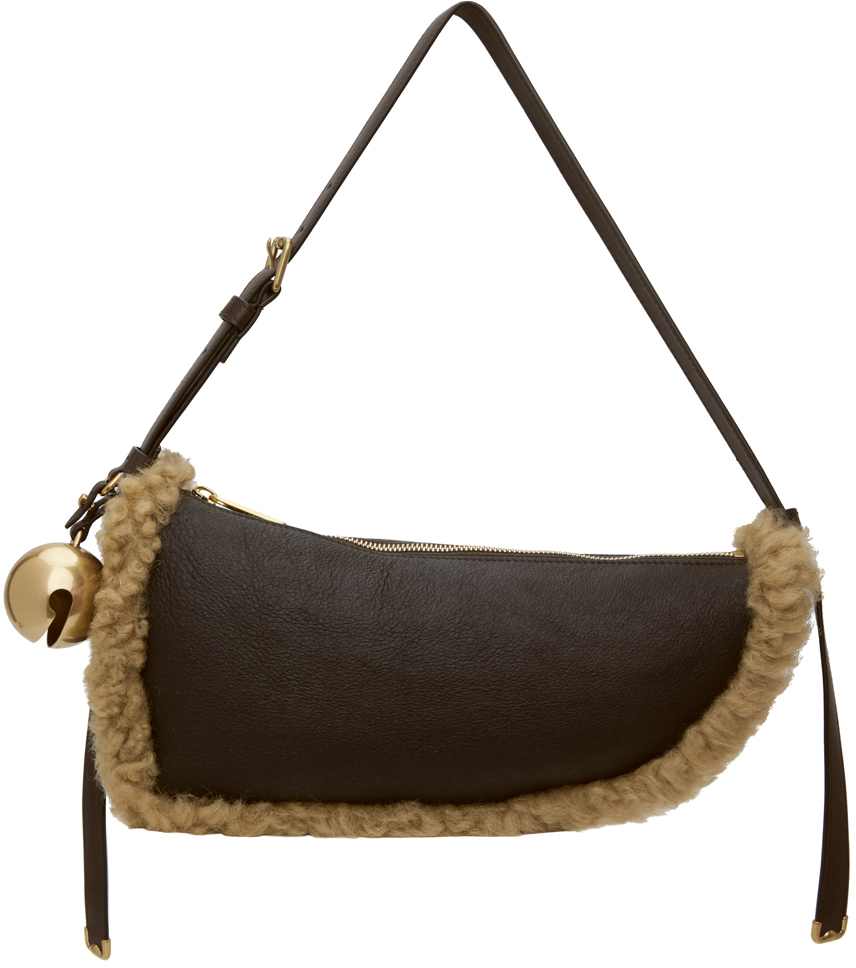 Shop Burberry Brown Small Shield Sling Bag In Moss