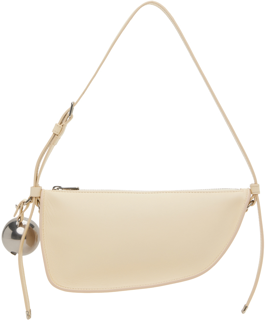 Shop Burberry Off-white Mini Shield Sling Bag In Pearl
