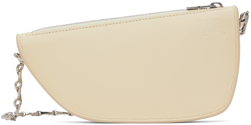 Shop Burberry Off-white Micro Shield Sling Bag In Pearl