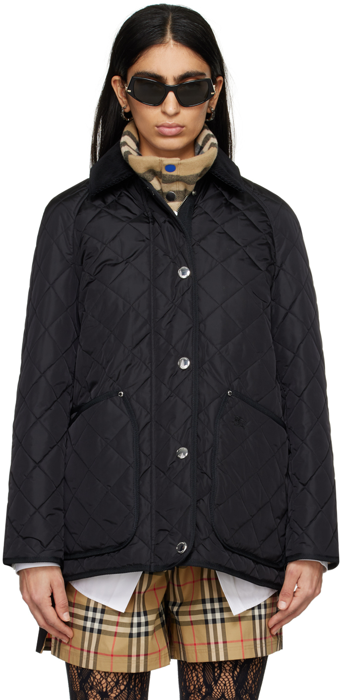 Shop Burberry Black Quilted Jacket