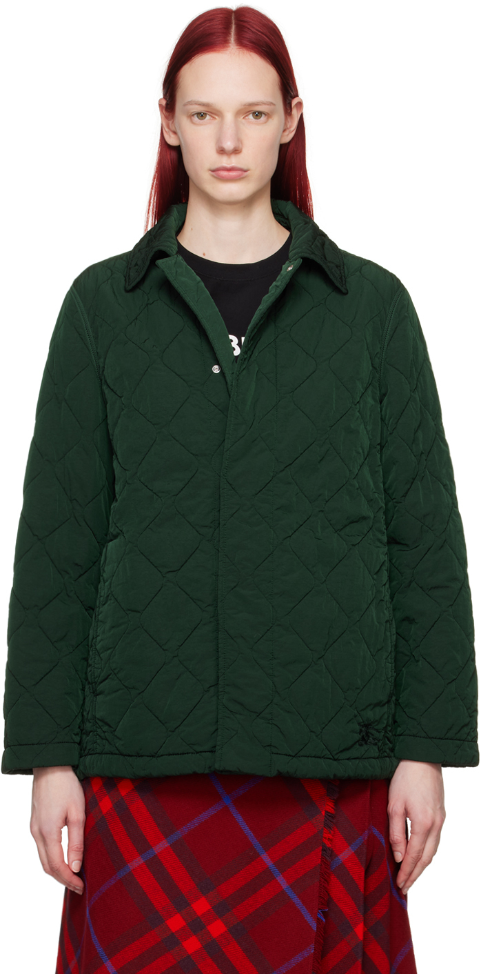 Burberry Green Quilted Coat In Ivy
