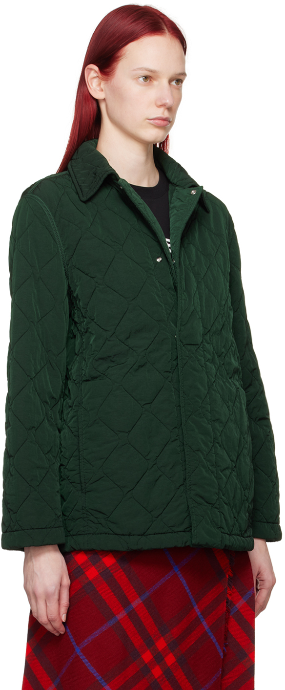 Burberry Green Quilted Coat In Ivy