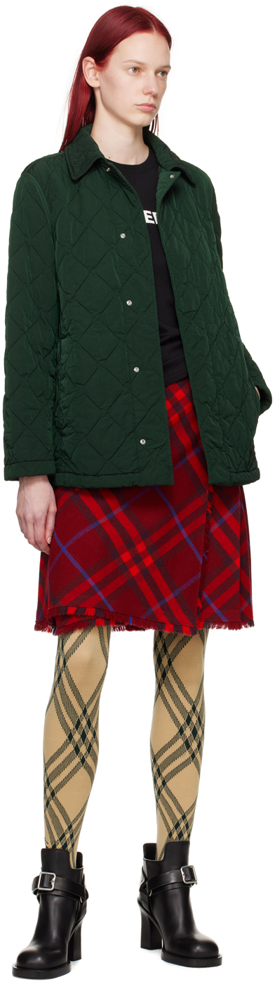 Burberry Green Quilted Coat In Ivy