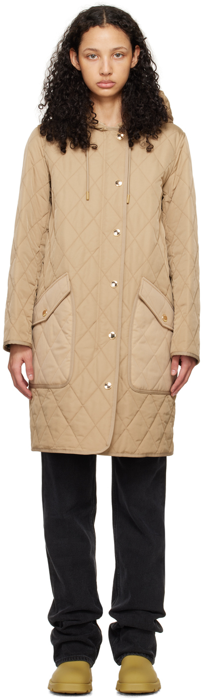 Shop Burberry Beige Quilted Thermoregulated Jacket In Archive Beige