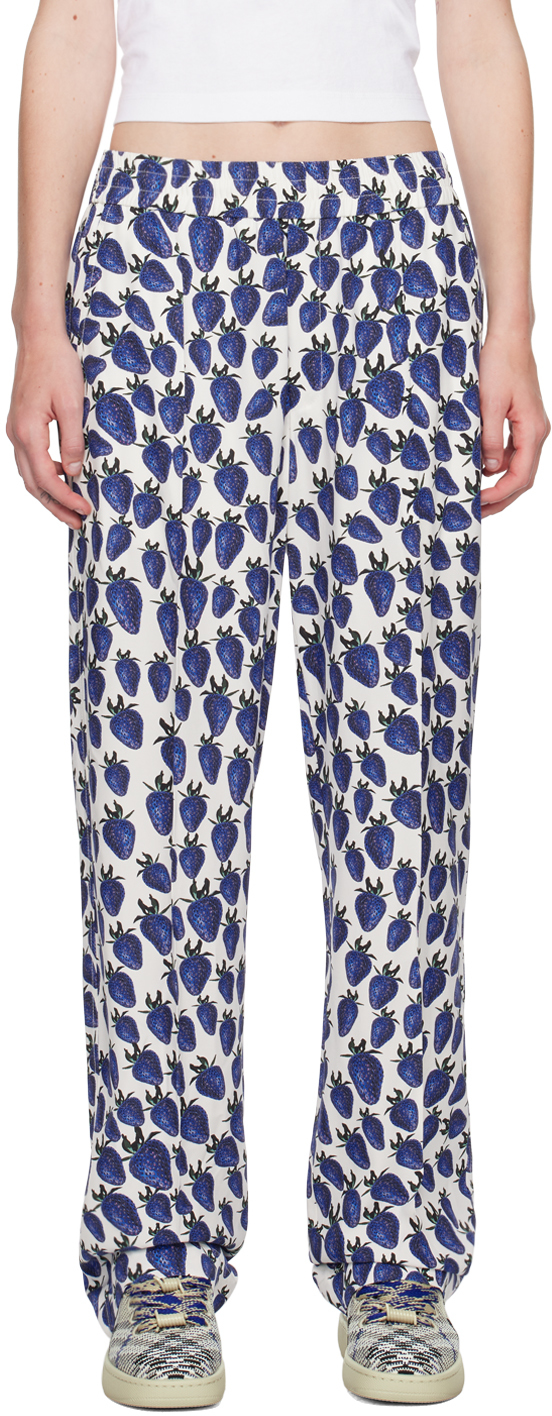 White & Blue Strawberry Trousers