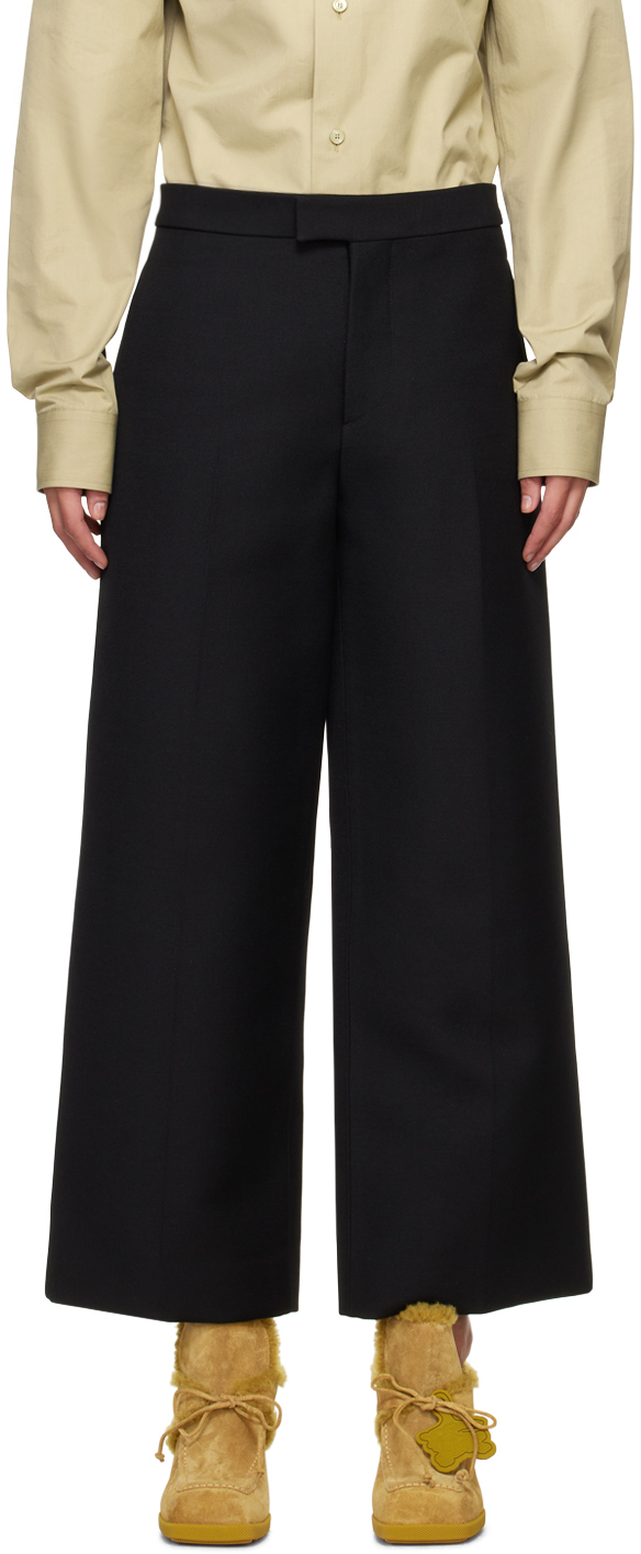 Burberry Madge Wide-leg Trouser Pants In Black