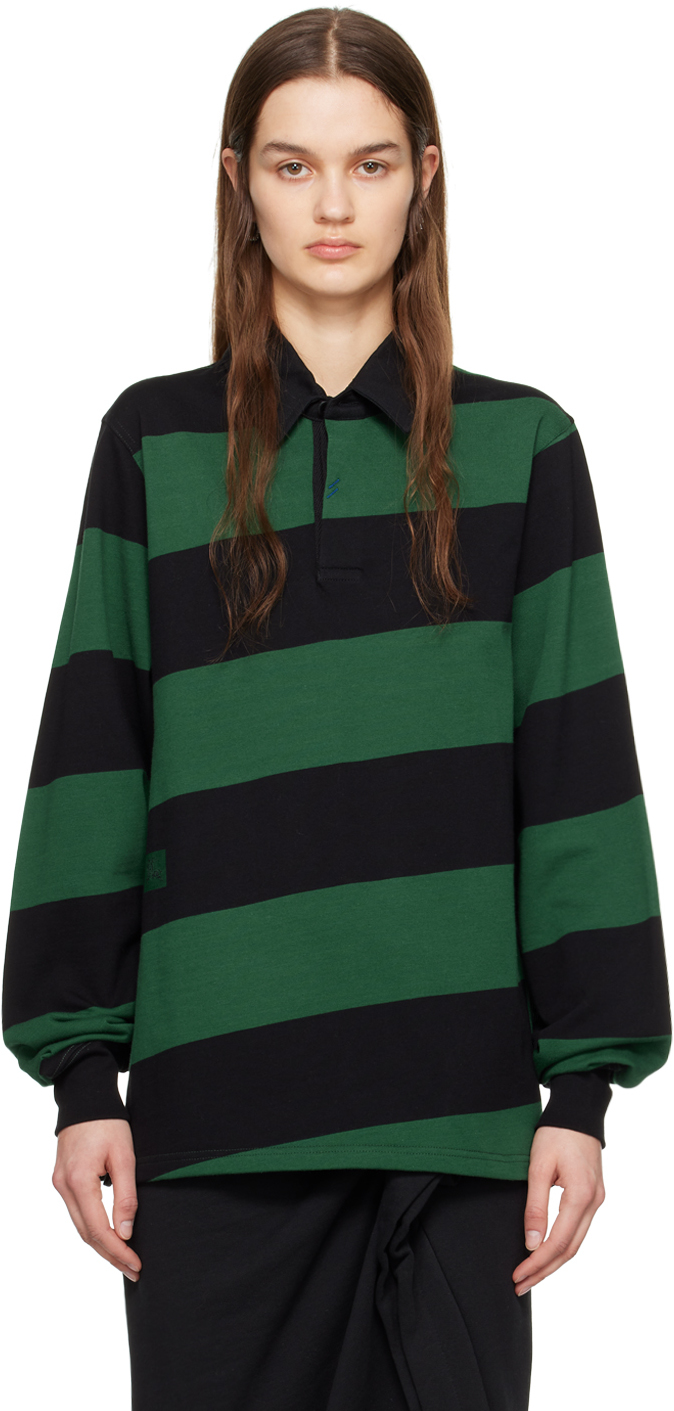 Green & Black Striped Polo