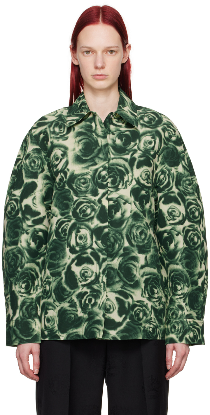 Burberry Green Printed Shirt In Ivy Ip Pattern