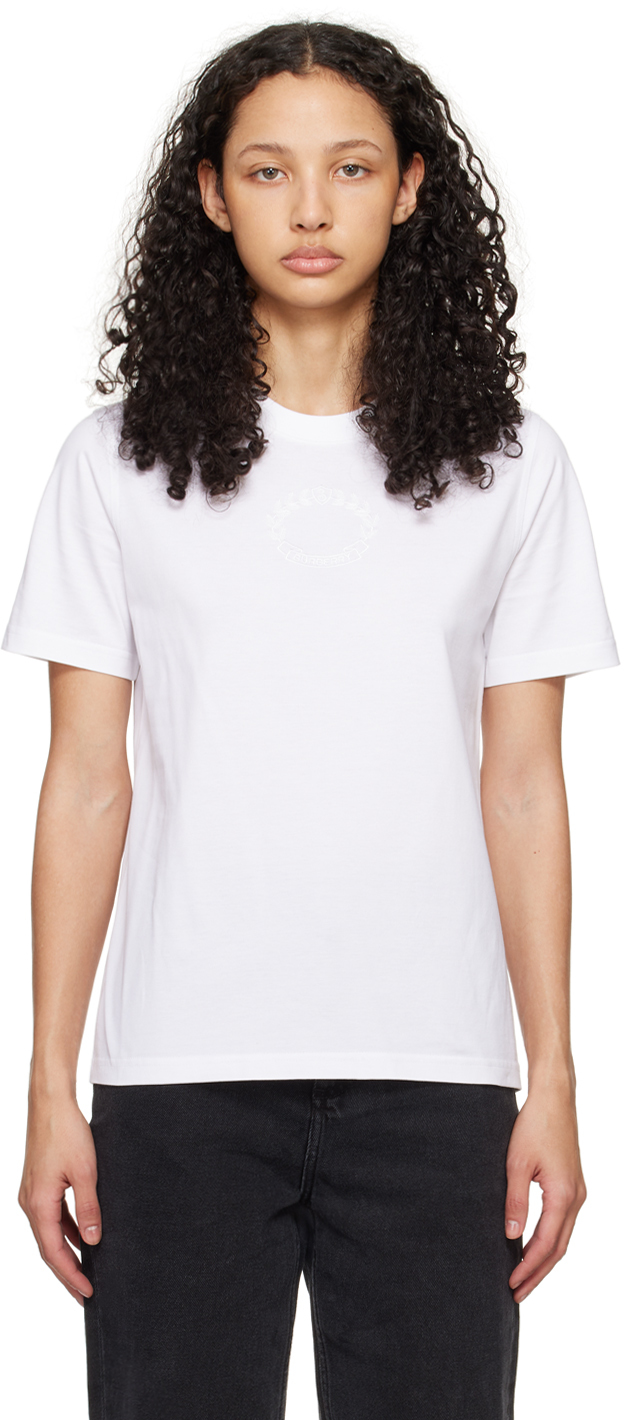 Shop Burberry White Oak Leaf Crest T-shirt