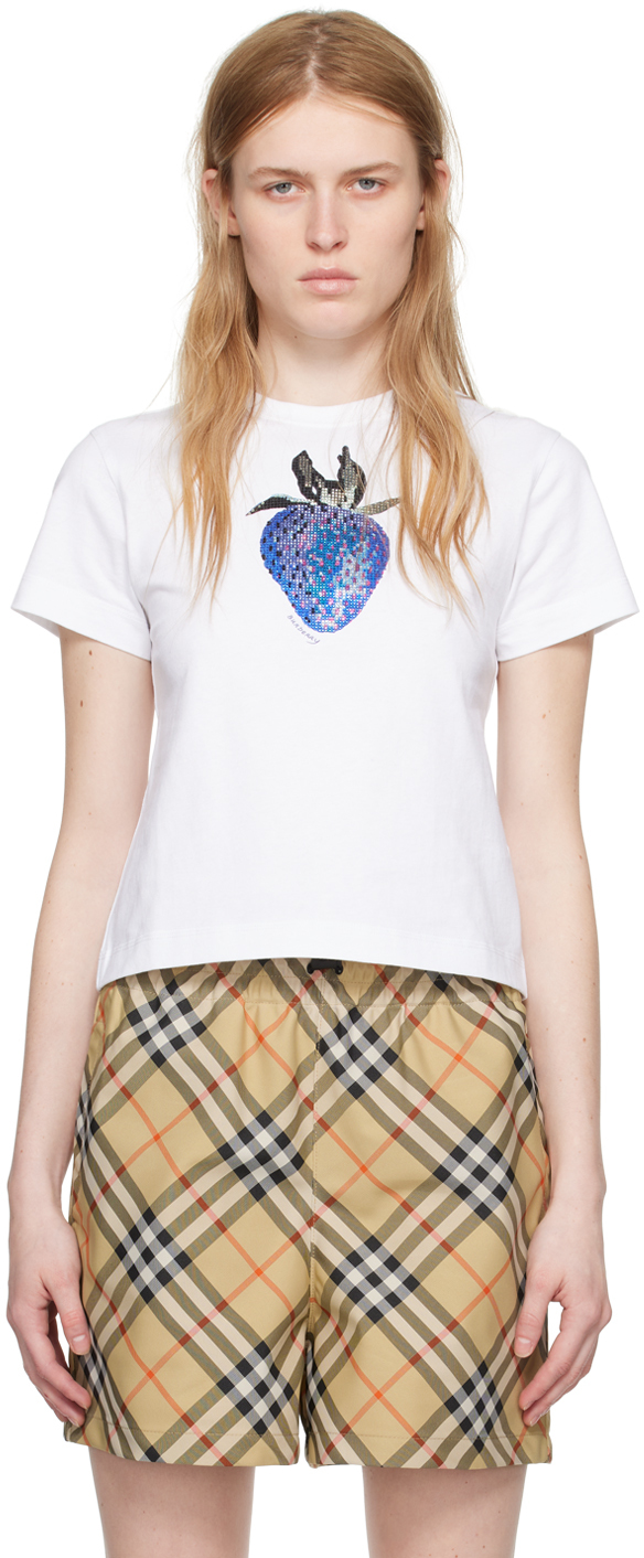 【関税込み】Burberry ホワイト Crystal Strawberry Tシャツ Burberryのホワイト Crystal Strawberry Tシャツがセール中
