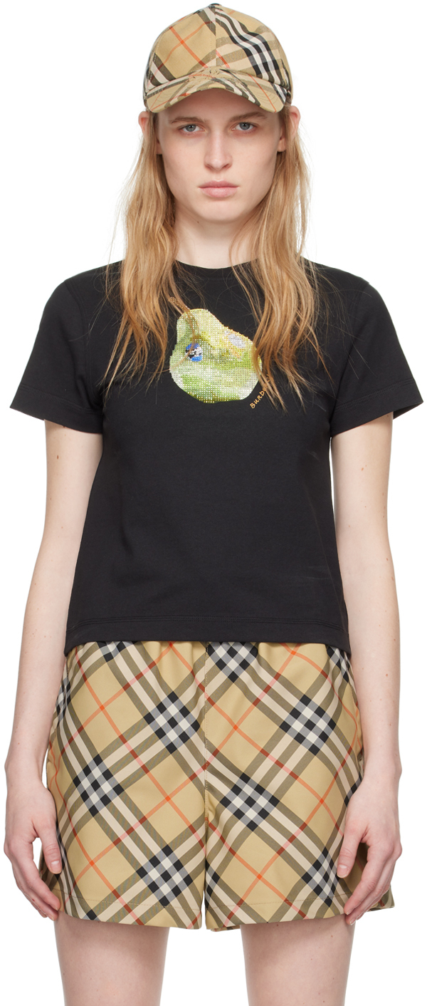 【関税込み】Burberry ブラック Crystal Pear Tシャツ Black Crystal Pear T-Shirt by Burberry on Sale
