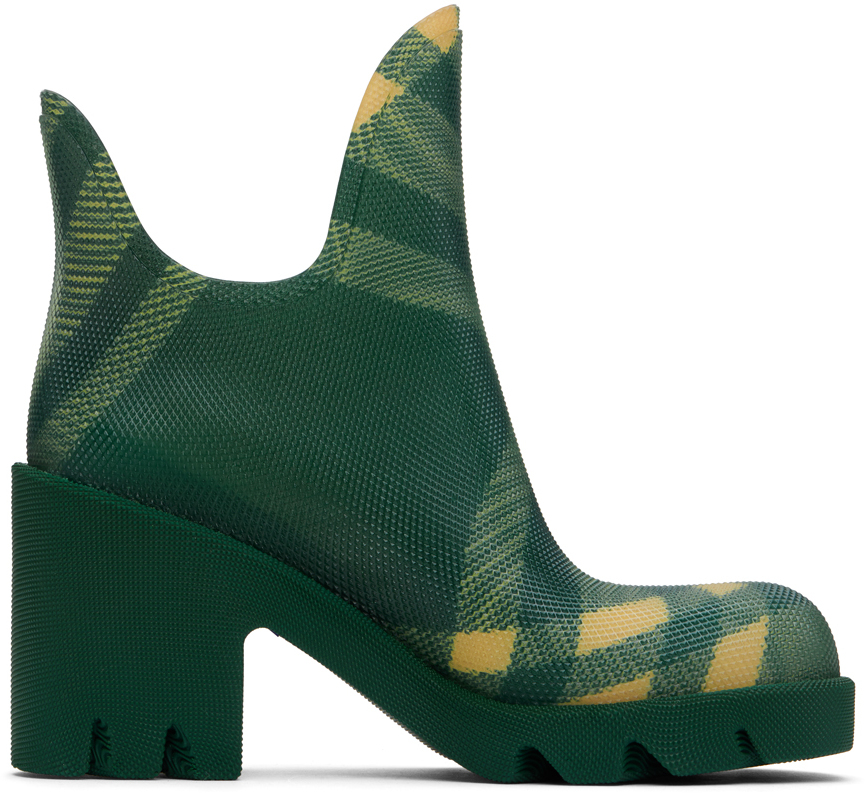 Green Check Rubber Marsh Heel Boots