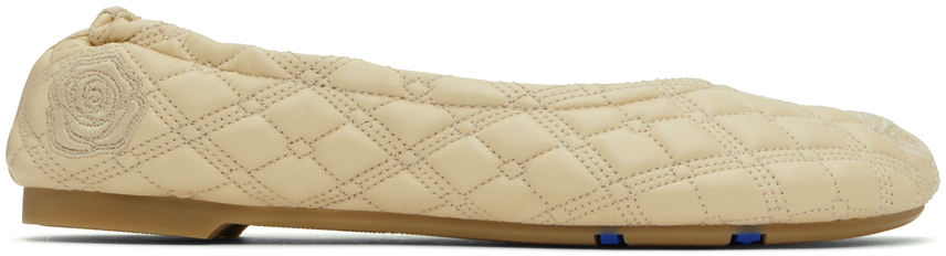 Burberry: Beige Leather Sadler Ballerina Flats | SSENSE 日本