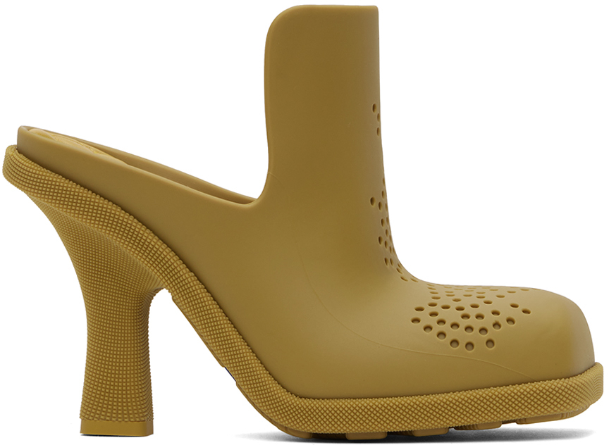 Burberry Highland Rubber Mules In Yellow