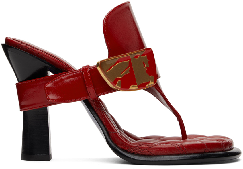 Red Leather Bay Heeled Sandals