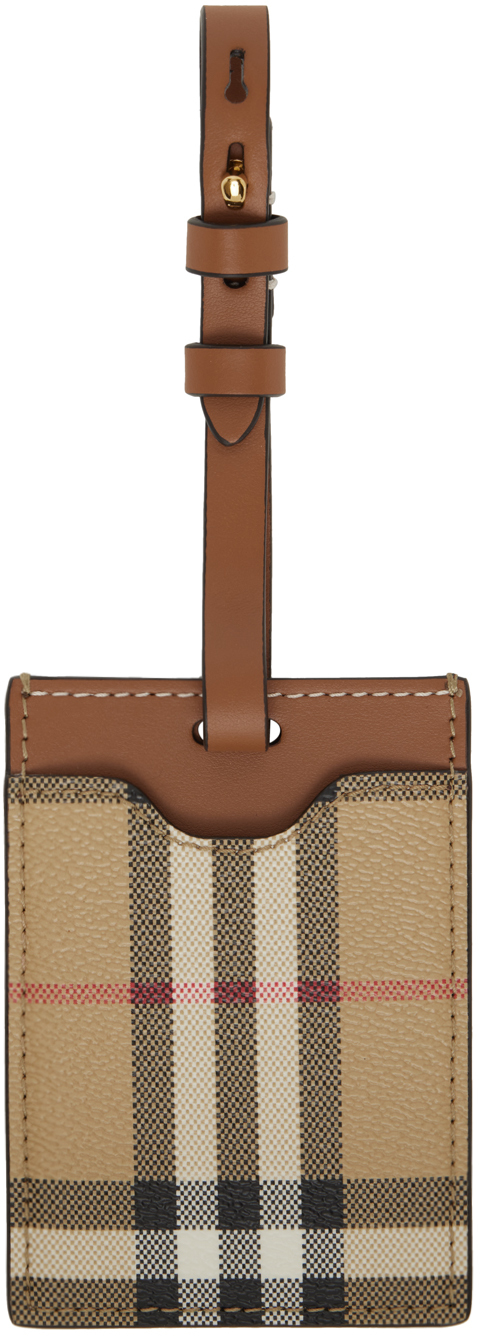 Beige Check Luggage Tag