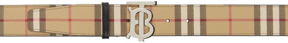 Burberry Beige Check Belt In Archive Beige/silver