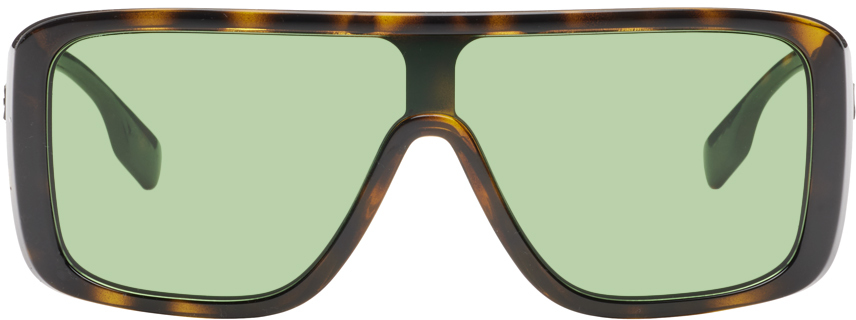 Burberry Brown Shield Sunglasses In Green
