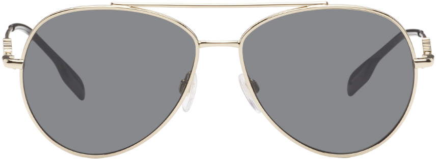 Burberry Gold Aviator Sunglasses In Gray