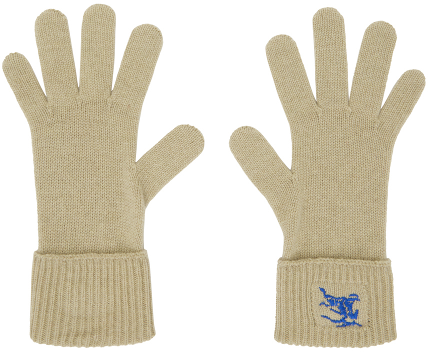 Burberry Beige Cashmere Blend Gloves In Hunter