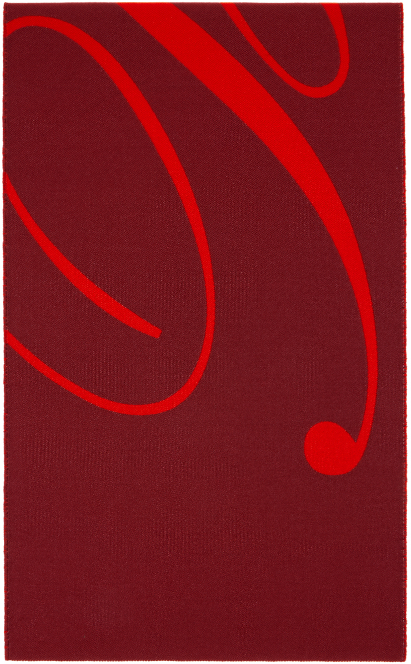 Burgundy & Red Logo Wool Silk Scarf