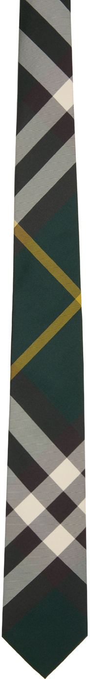 Shop Burberry Green Check Silk Tie In Ivy Ip Check