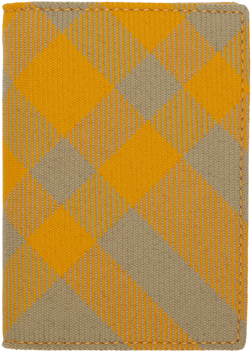 Burberry Yellow Check Folding Card Holder In Hunter