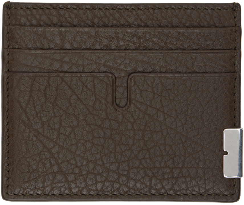 Shop Burberry Brown Tall B Cut Card Holder In Military