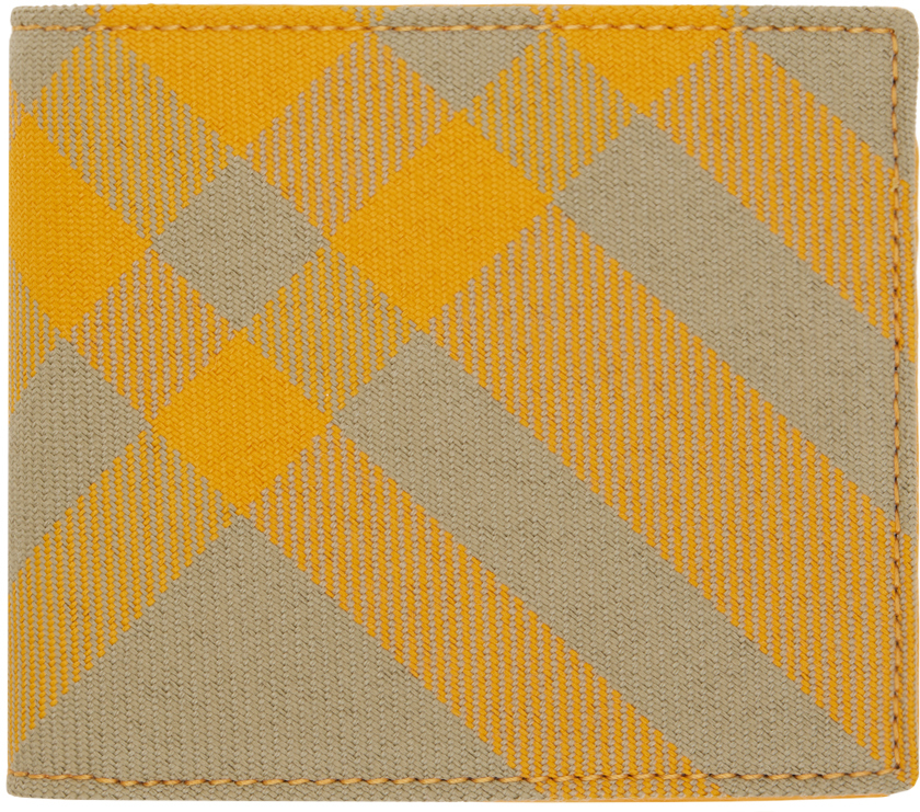 Burberry Yellow Check Bifold Wallet In Hunter