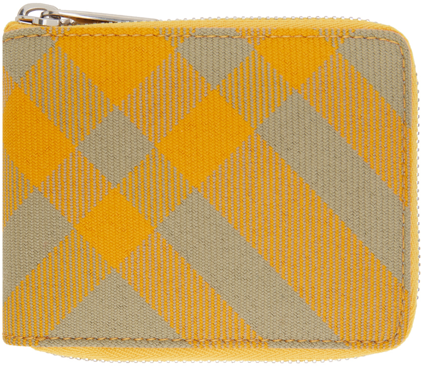 Burberry Yellow Check Wallet In Hunter