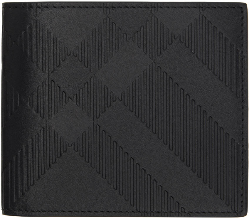 Burberry Black Embossed Check Bifold Wallet