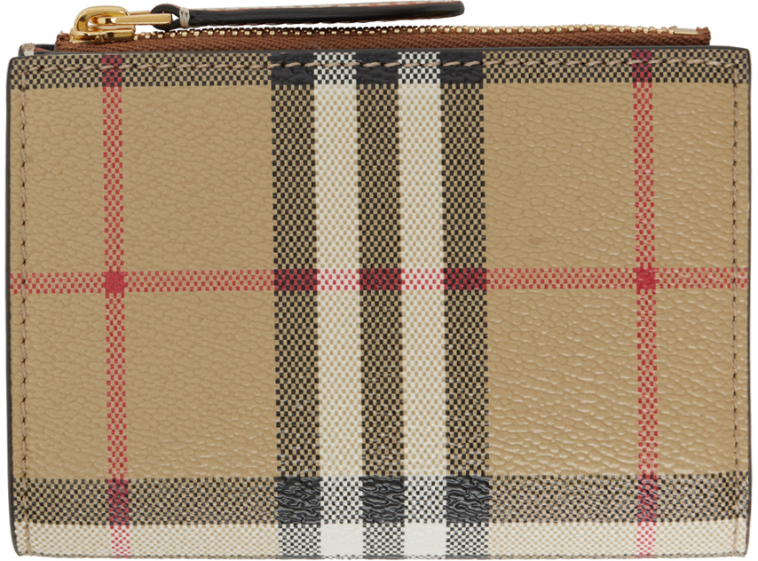 Burberry Beige Check Small Bifold Wallet In Archive Beige