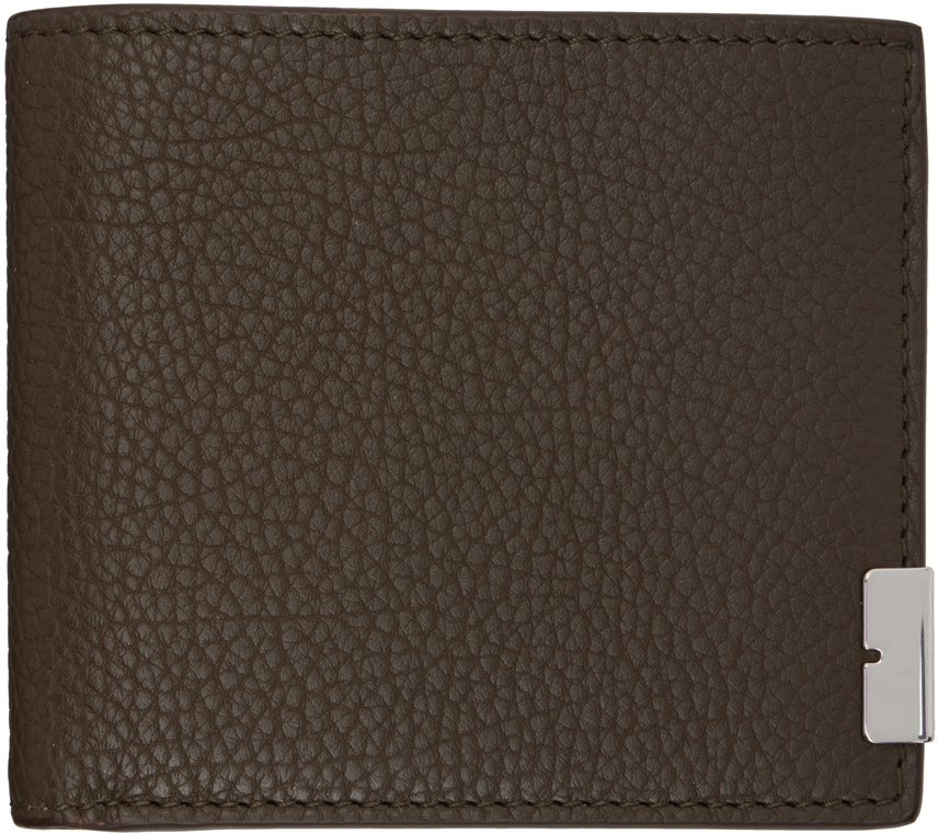 Shop Burberry Brown B Cut Bifold Wallet In Military