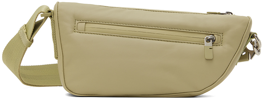 Shop Burberry Taupe Shield Crossbody Bag In Hunter