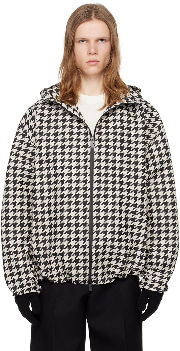 Burberry Equestrian Knight-print Hooded Jacket In Black