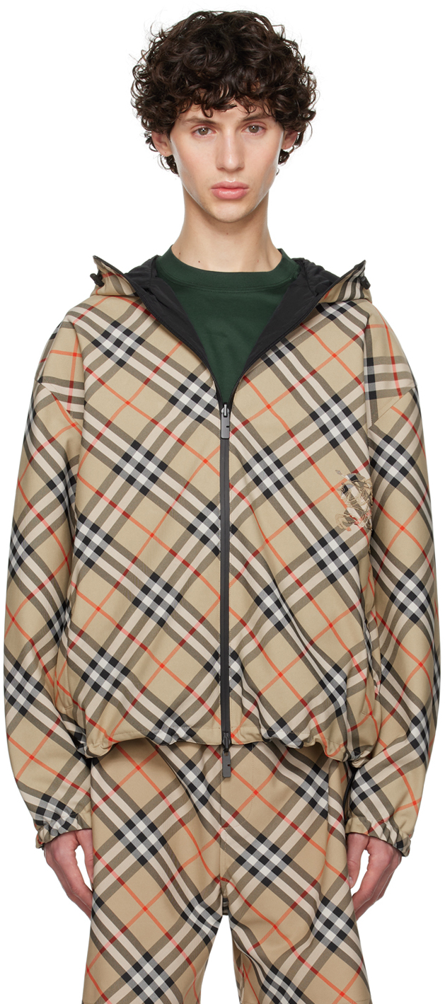 Beige Check Reversible Jacket