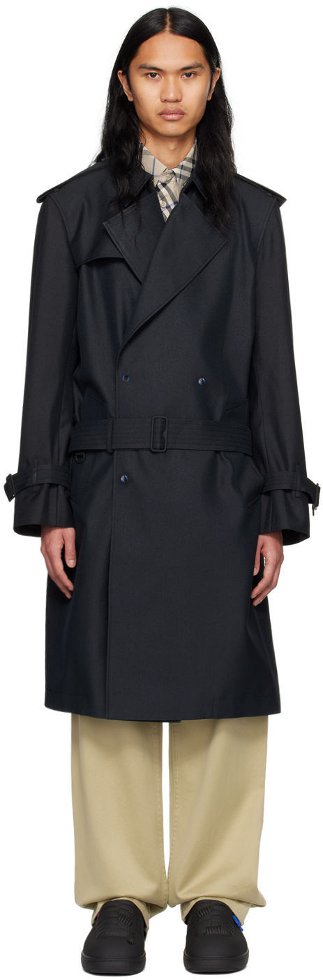 Shop Burberry Black Long Trench Coat